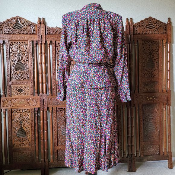 1980s Liz Claiborne Rainbow Colorful Confetti Skirt Set - Picture 4 of 16